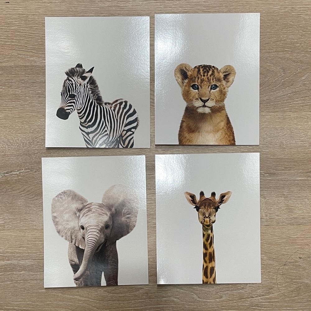 Safari Baby Animals Nursery Decor Art - Set of 4 UNFRAMED Wall Prints 8x10